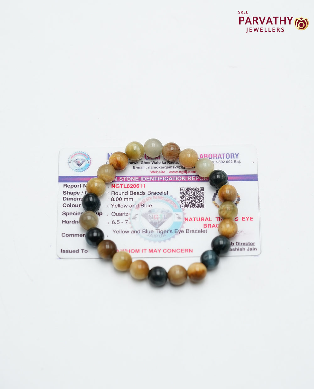Tricolour Tiger Eye Crystal Bracelet-Confidence,Clarity