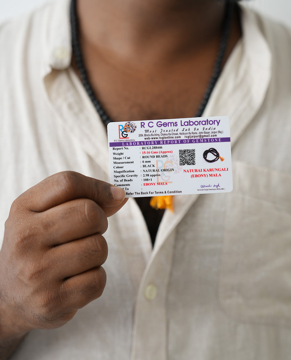 Certified Karungali Mala (6mm) – 108 Beads for Meditation & Healing