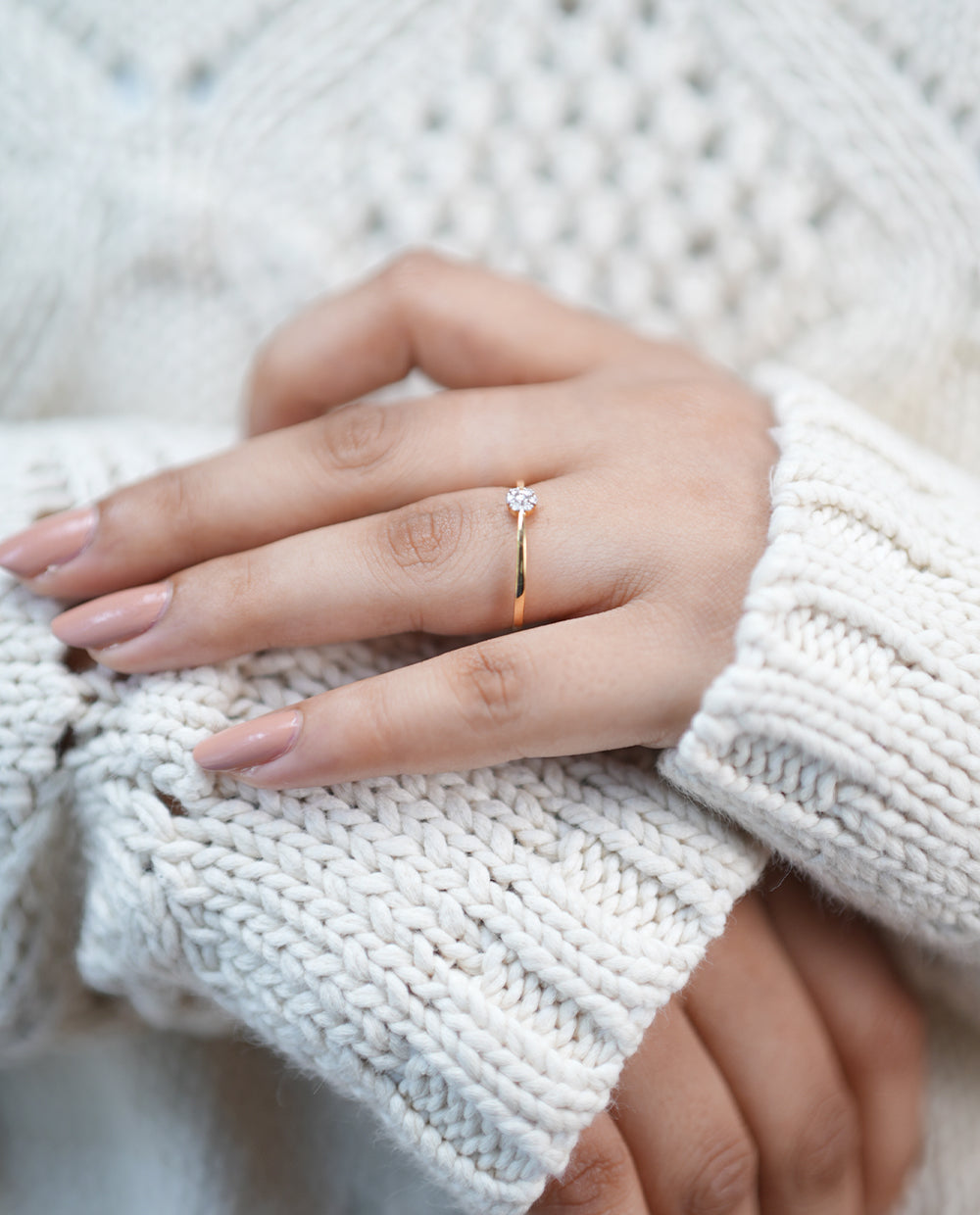 Ladies Shining Diamond Ring-18K