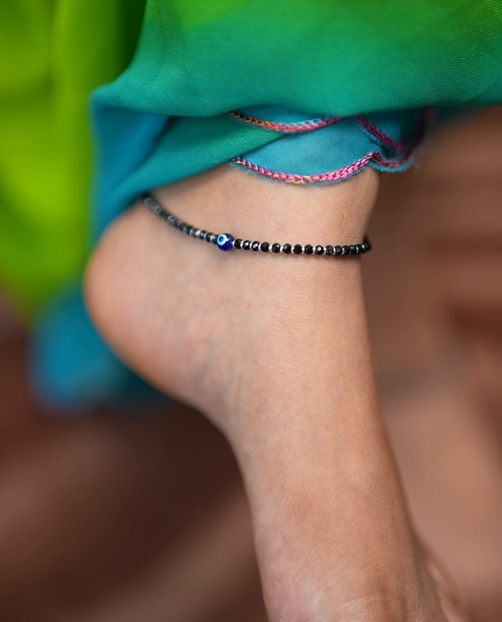 Silver Fancy Evil Eye Anklet