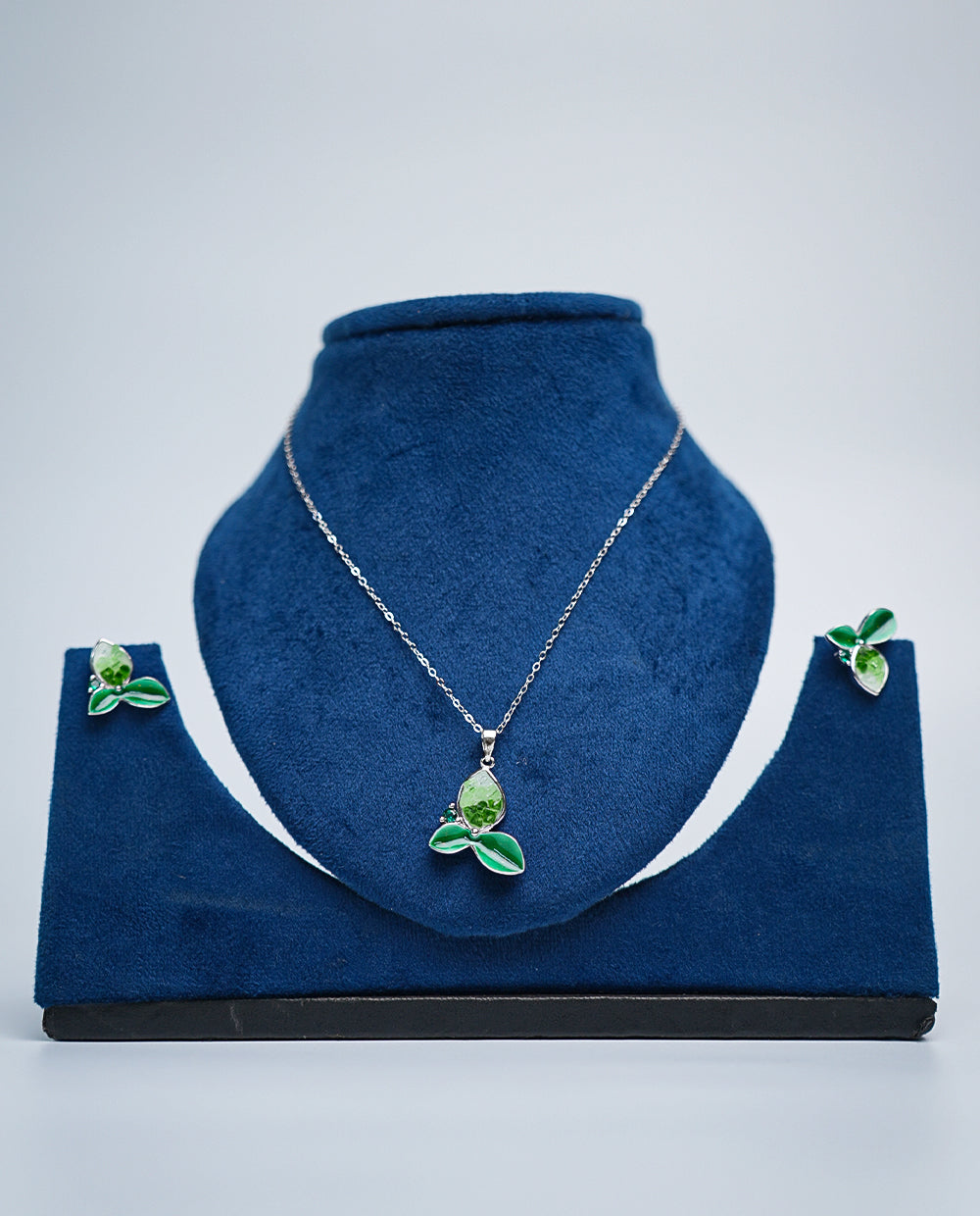 Silver Green Butterfly Necklace