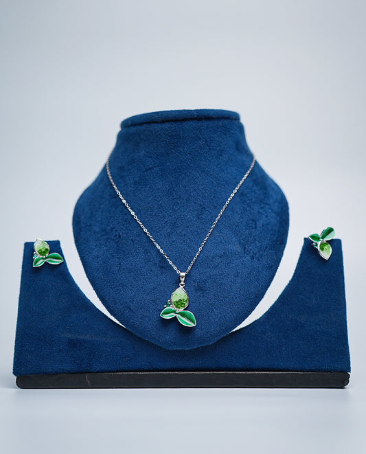 Silver Green Butterfly Necklace