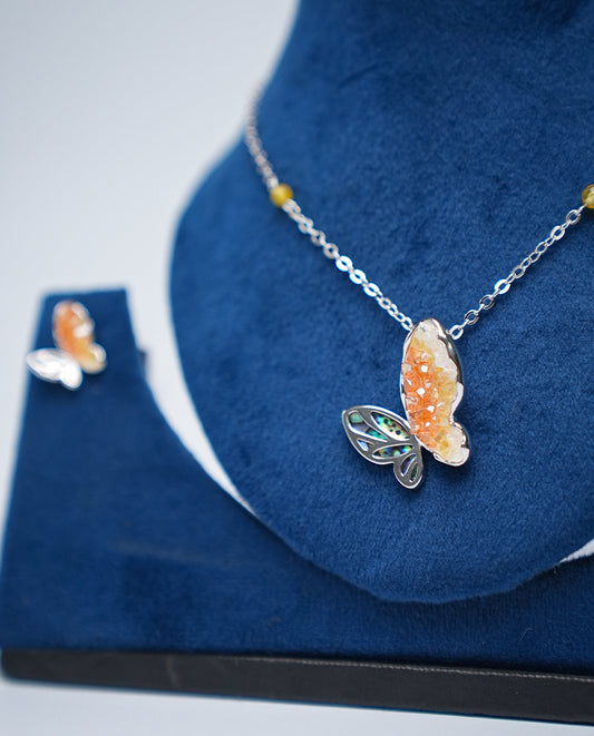 Silver Yellow Butterfly necklace