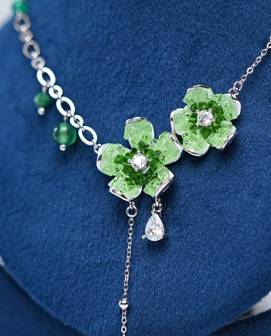 Green Silver Necklace - 925 Silver