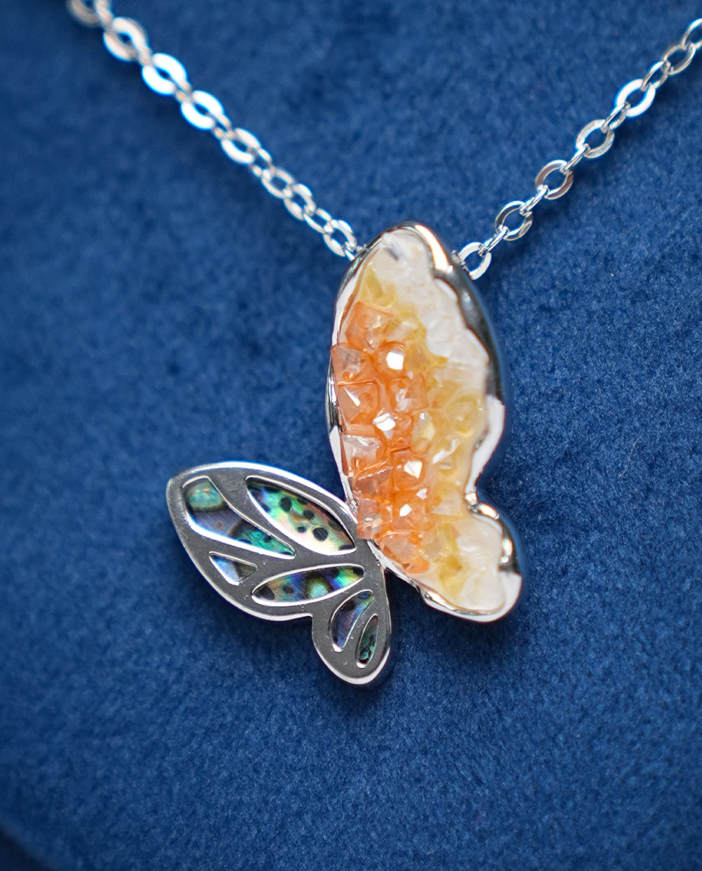 Silver Yellow Butterfly necklace