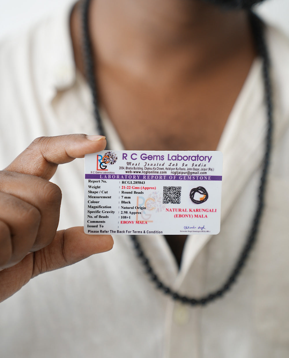 Authentic Karungali Mala (7mm) | Certified Ayurvedic Wood Prayer Beads