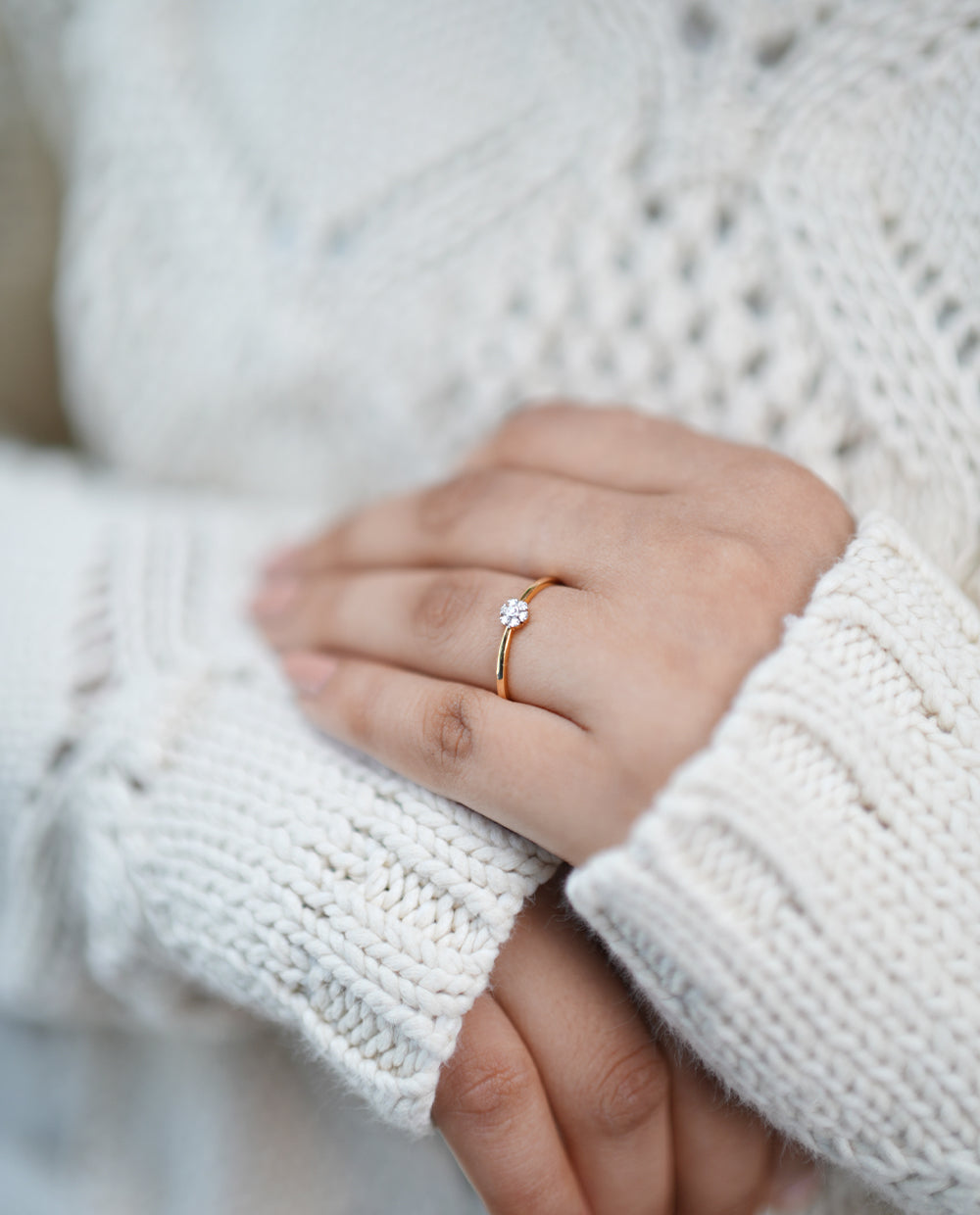 Ladies Shining Diamond Ring-18K