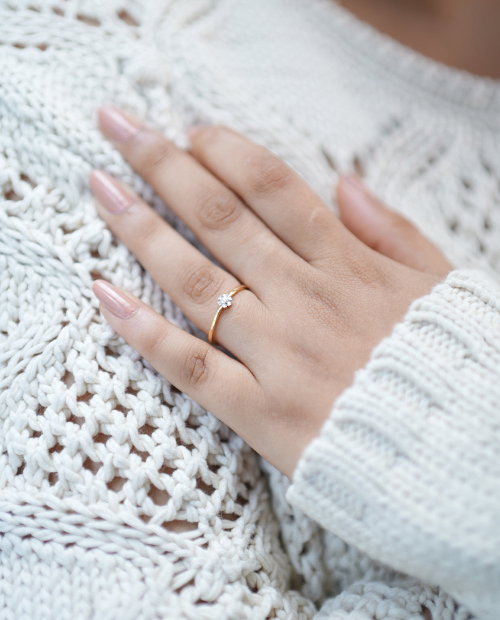 Ladies Shining Diamond Ring-18K