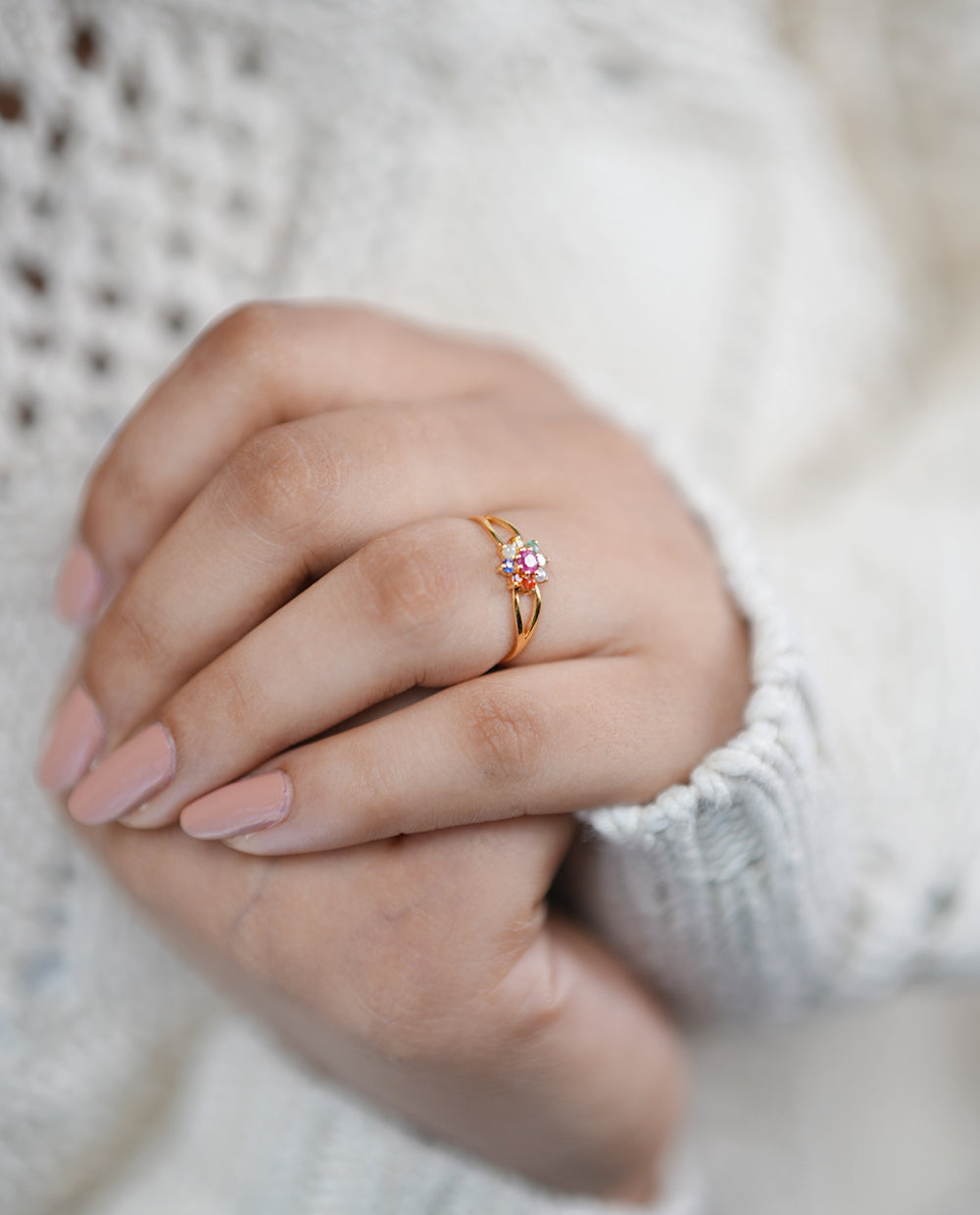 Ladies Diamond Navaratna Ring