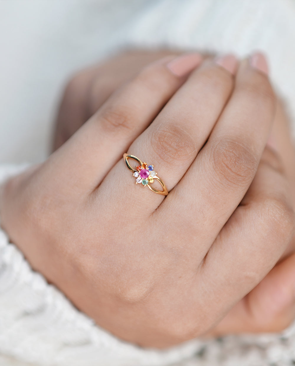 Ladies Diamond Navaratna Ring