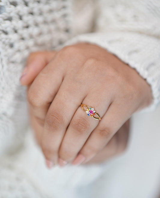 Ladies Diamond Navaratna Ring