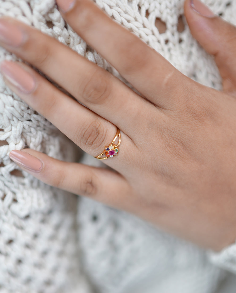 Ladies Diamond Navaratna Ring