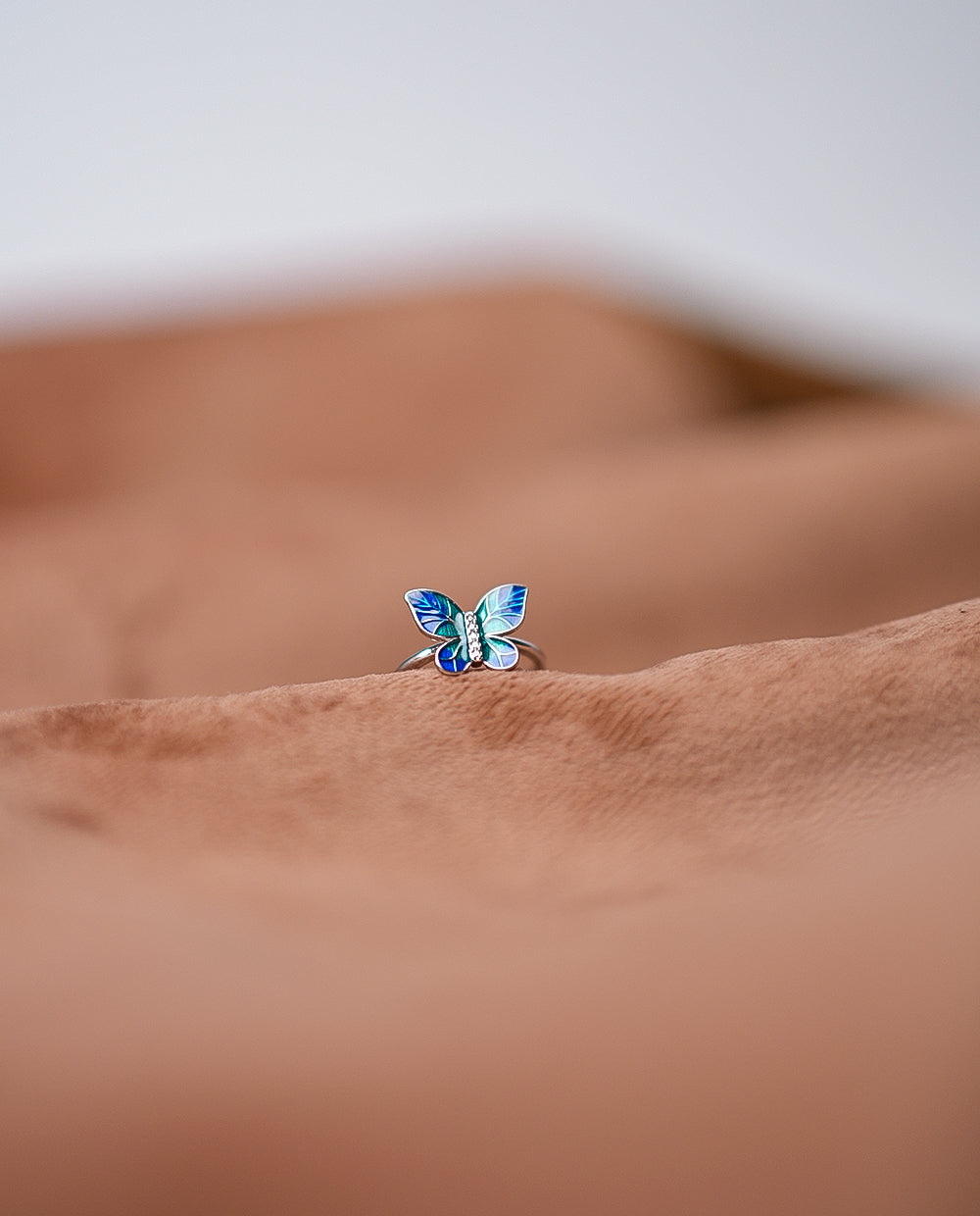 Silver Ladies Butterfly Adjustable Ring-925 Silver