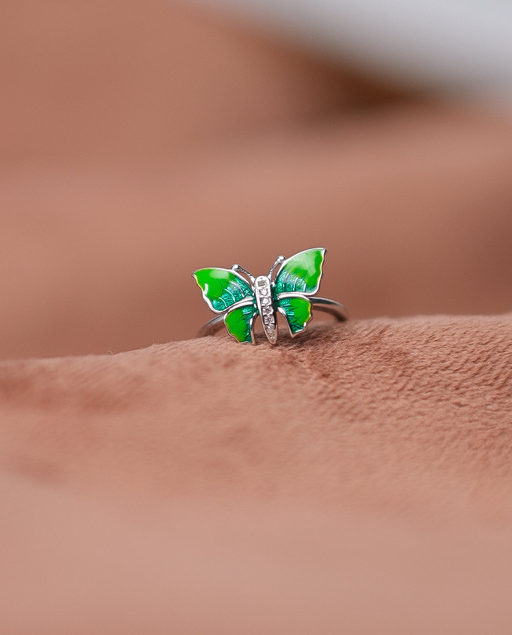 Silver Ladies Butterfly Adjustable Ring-925 Silver