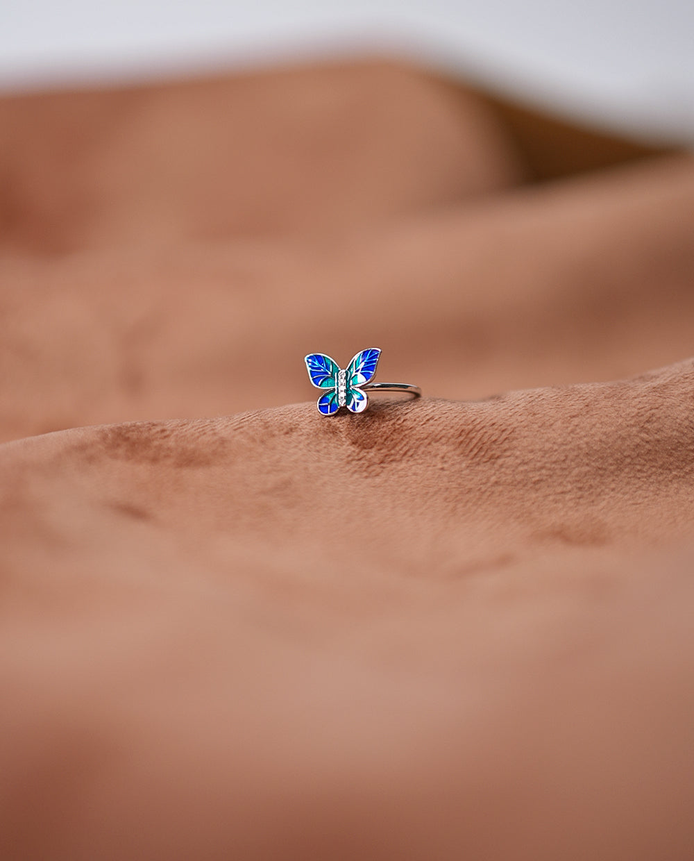 Silver Ladies Butterfly Adjustable Ring-925 Silver
