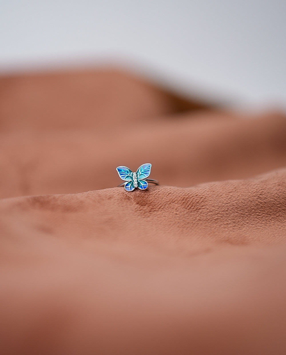 Silver Ladies Butterfly Adjustable Ring-925 Silver