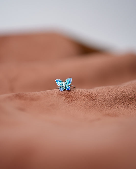 Silver Ladies Butterfly Adjustable Ring-925 Silver