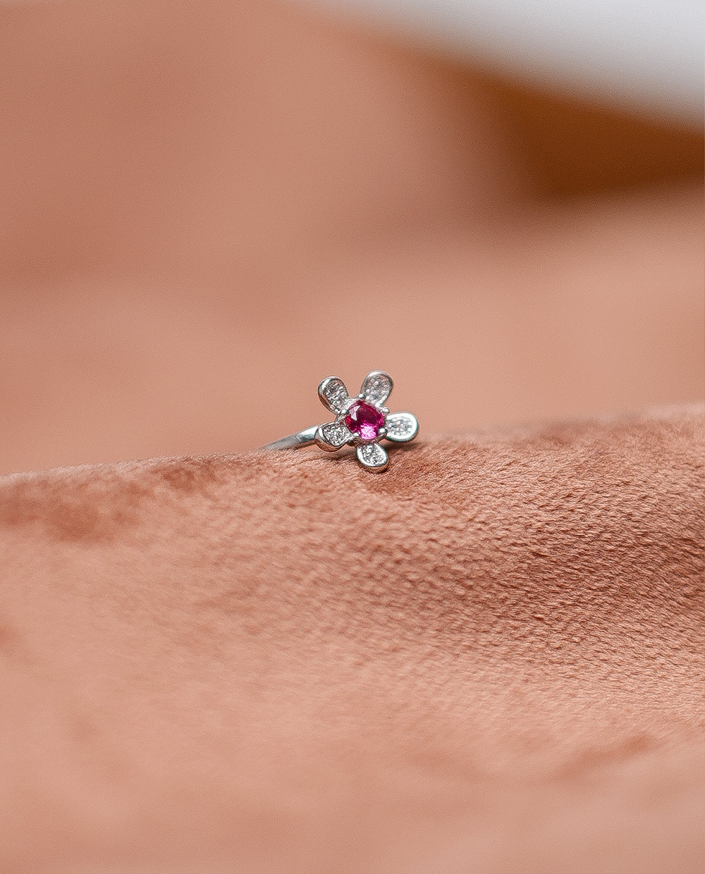 Silver Flower Ring For Ladies