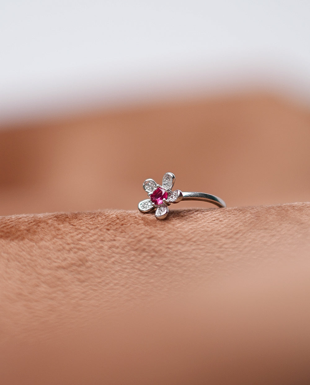Silver Flower Ring For Ladies