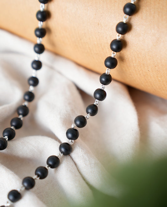 Original Silver Karungali Mala (8mm)-Without Silver Cup 63 BEADS