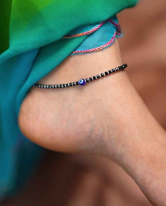 Silver Fancy Evil Eye Anklet