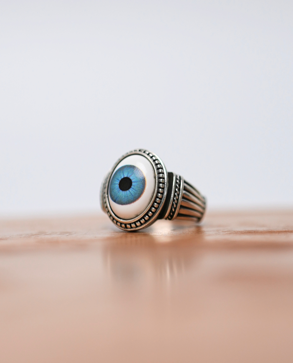Vintage Blue Silver Evil Eye Ring