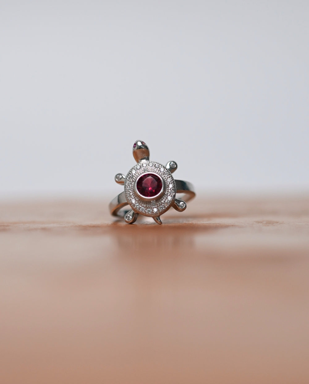 Silver Green Stone Tortoise Ring -925 Silver