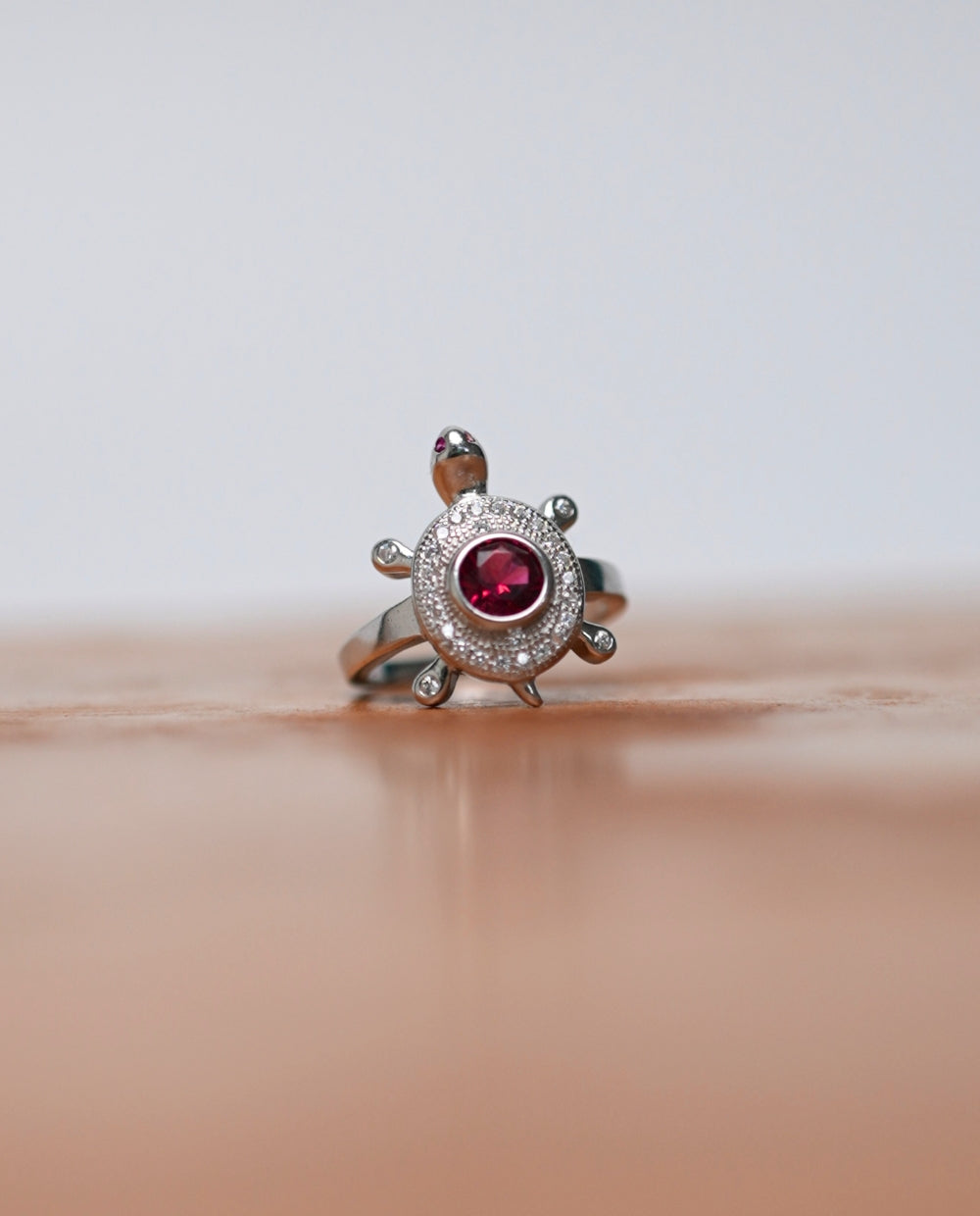 Silver Green Stone Tortoise Ring -925 Silver