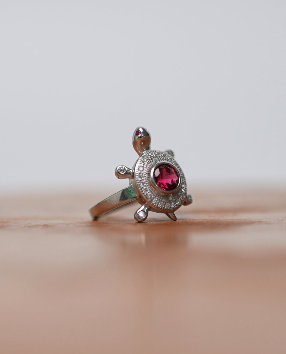 Silver Green Stone Tortoise Ring -925 Silver