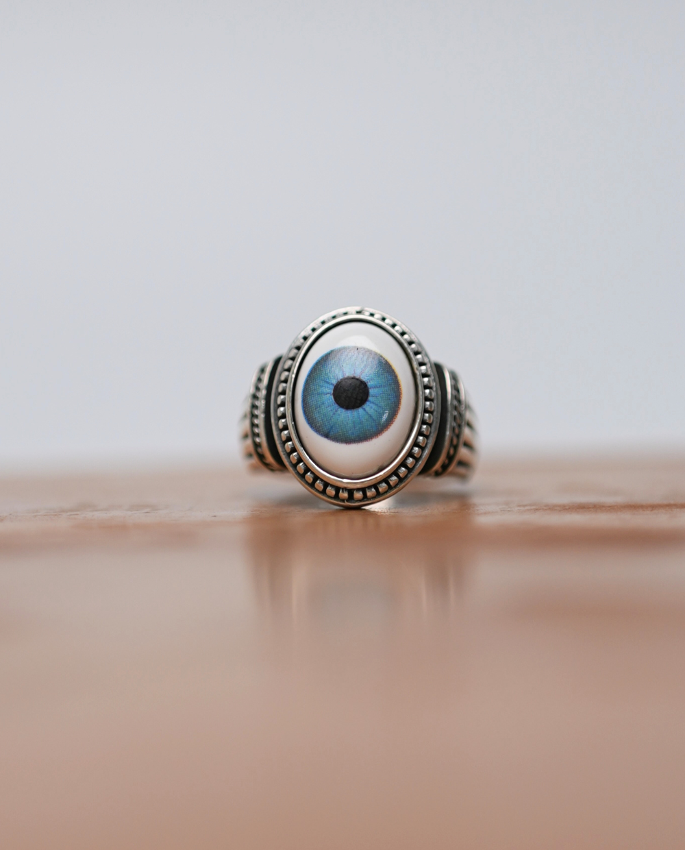 Vintage Blue Silver Evil Eye Ring